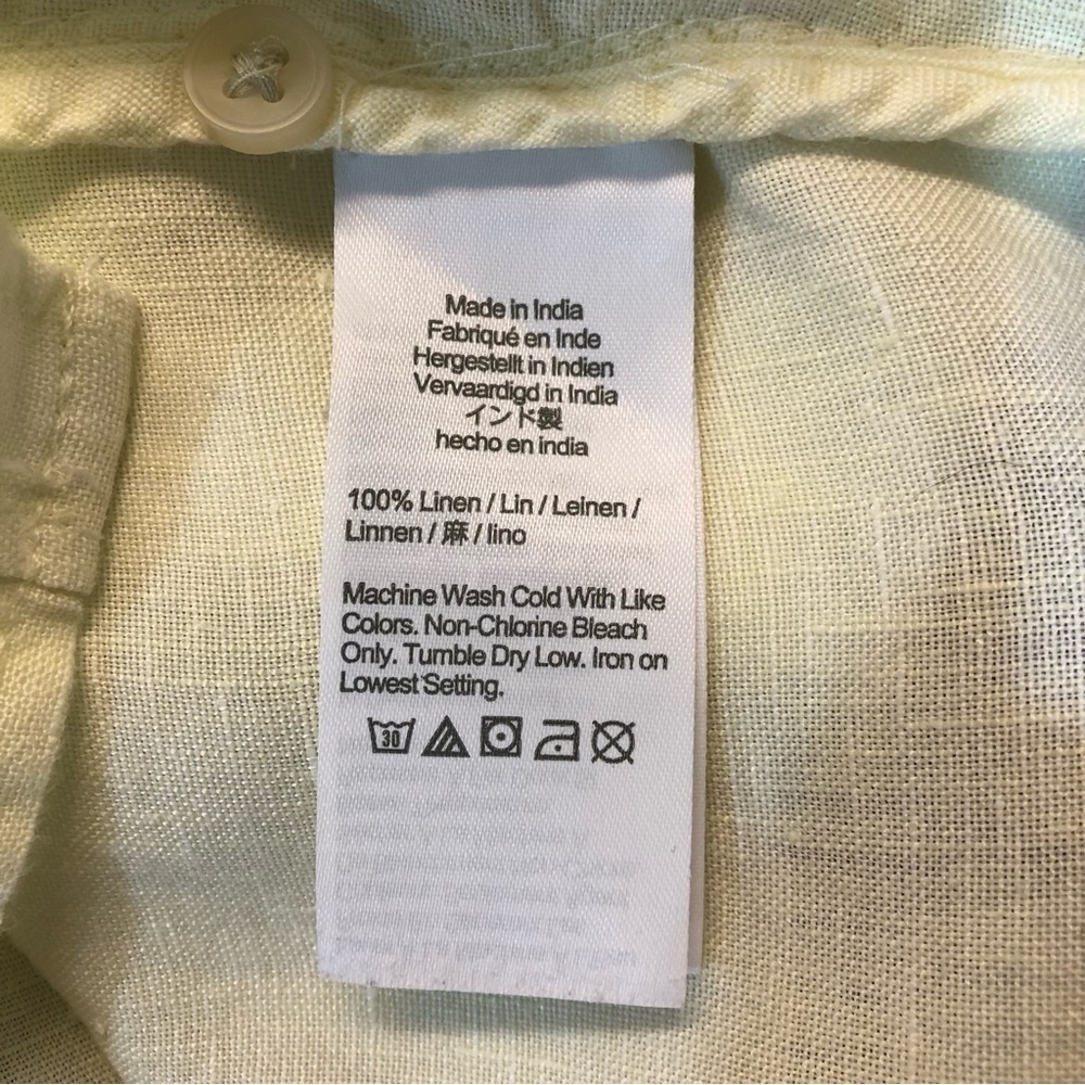J. Crew 100% Irish Linen Light Yellow Relaxed Button-Up Short Sleeve Shirt Sz S - Picture 10 of 10